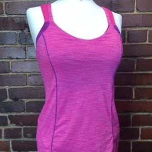 Lululemon pink tank top with built in bra sz 2